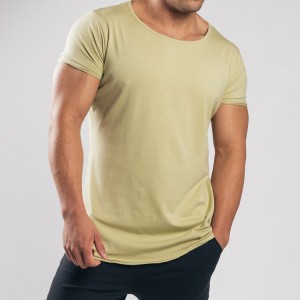 पुरुषहरूको लागि उच्च गुणस्तरको समर लाइटवेट छोटो बाहुला कस्टम स्कूप फिटनेस प्लेन टी शर्ट