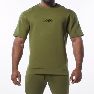 Preț de fabrică Tricouri sportive pentru antrenament, ușoare, cu gât roșu și logo personalizat pentru bărbați