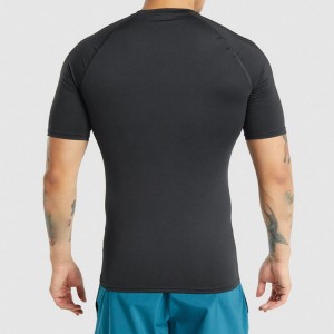 Oanpaste logo Wholesale Short Sleeve Gym Slim Fit Compression Plain T Shirts foar manlju