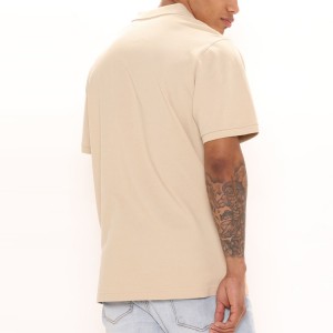 Groothandel Custom Color Block Quarter Zipper Workout Blanco heren katoenen polo T-shirts