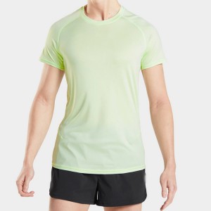 លក់ដុំក្រណាត់សំណាញ់ Polyester ស្ងួតរហ័ស Slim Fit Workout Plain Gym T Shirt សម្រាប់បុរស