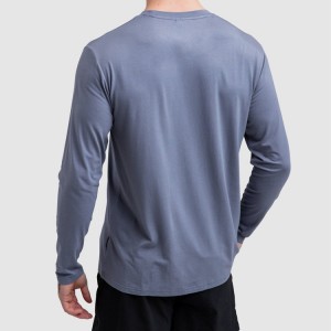 Høykvalitets tilpasset ensfarget polyester med lange armer overdeler menn Gym Sports T-skjorter