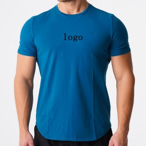 Kina Factory Sweat Wicking Curve Hem Custom Printing Slim Fit Sport Polyester Tomma T-shirts för män