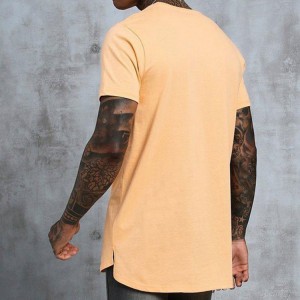 Camiseta de entrenamiento con dobladillo curvo de línea larga en blanco con cuello redondo para hombre OEM de precio barato personalizado para gimnasio de verano