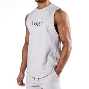 Top de tirants d'entrenament de gimnàs en blanc personalitzats amb forat de braç tallat de cotó francès d'alta qualitat