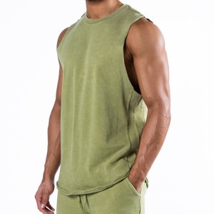OEM wysokiej jakości francuska bawełna frotte odcięta męska koszulka na zamówienie zwykły trening fitness