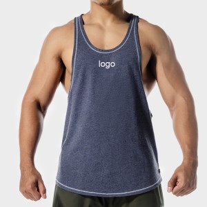 OEM леки бързосъхнещи мрежести гръбни стрингери с персонализирано щампа на лого Мъжки потници за фитнес