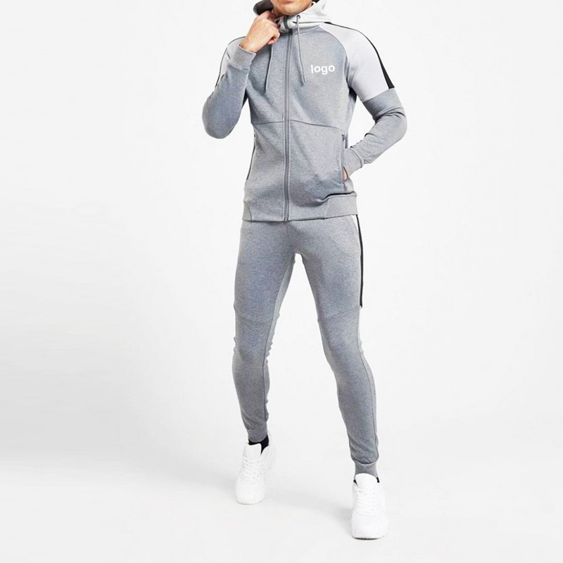 Moška trenirka, prilagojena kontrastna barva, jogger trenirka z zadrgo Predstavljena slika