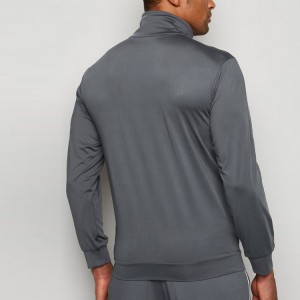 Högkvalitativ anpassad logotyp polyester Spandex Slim Fit Full Zipper Vanlig träningsoveraller för män