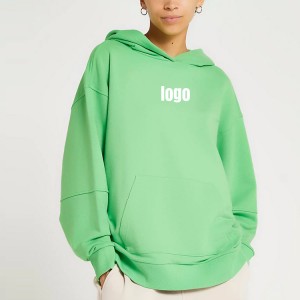 Dames Nieuwkomers Aangepaste logo-afdrukken 100% katoenen oversized hoodies met verlaagde schouder voor dames