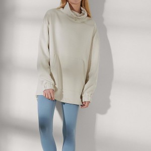 Maßgeschneiderte hochwertige Damen-Sweatshirts mit Kordelzug und Stehkragen aus 100 % Baumwolle in Übergröße
