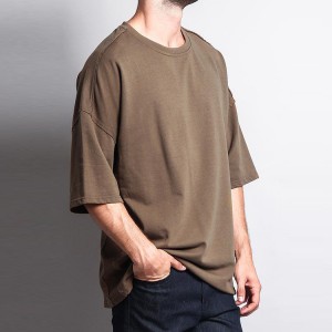 Abbigliamento fitness all'ingrosso 100% cotone tinta unita girocollo maglietta vuota stampa logo personalizzato per uomo