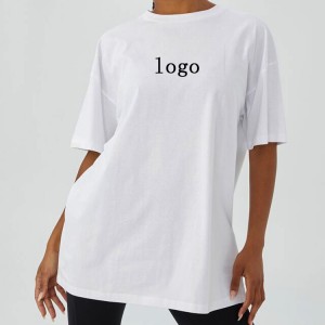 Camisetas brancas superdimensionadas 100% algodão de alta qualidade com logotipo personalizado para mulheres