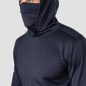 Großhandel Polyester Custom High Collar Men Slim Fit Gym Sports Hoodies mit Daumenloch