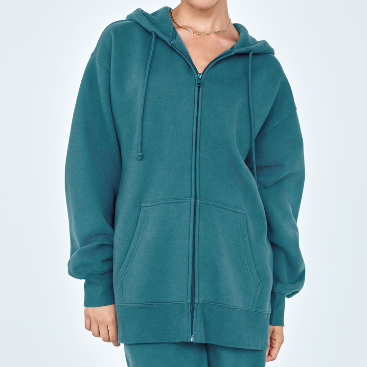 New Trendy Heavyweight Fleece Oversized Full Zip Up Custom Embroidery Hoodies For Women Featured Image