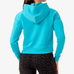 Top sælgende Gym Active Custom Workout Blød bomuld Almindelig Crop Blank hættetrøje til kvinder