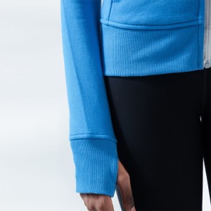 Hoge kwaliteit aangepaste full zip slim fit katoenen gym sport dames hoodies met duimgat