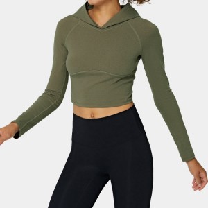 Hoge kwaliteit groothandel gewone fitnesskleding dames slim fit crop pullovers hoodies op maat bedrukt