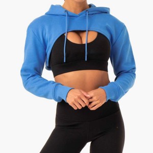 Anpassad grossist Mode Fitness Style Damer Plain Crop Workout Pullover Kvinnor Tomma Hoodies