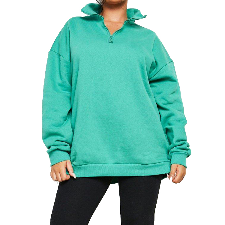 Omenala Track Suits dị elu - Ajị n'ime 75% Cotton 25% Polyester Custom Half Zipper Women Oversized Workout Sweatshirts - AIKA