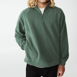 Brugerdefineret logo 100% polyester kvart lynlås fleece almindelige sweatshirts til mænd