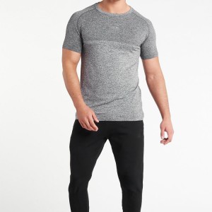 Wholesale Nylon Spandex Bodybuilding Slim Fit Gym Seamless T Shirts Custom Logo Para sa Mga Lalaki