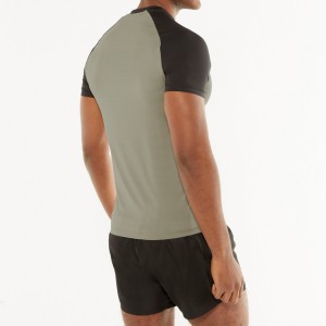 Висококачествена бързосъхнеща полиестерна тениска с контрастен мъжки реглан ръкав за фитнес за мъже