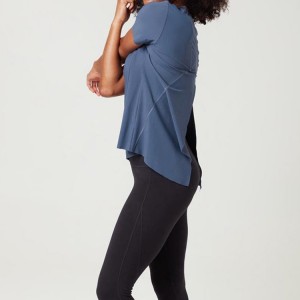 Жаңы келгендер үчүн жогорку сапаттагы машыгуу Open Back Gym Blank T рубашка Custom Printed for Women