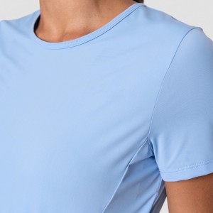 Niestandardowe logo OEM Wysokiej jakości koszulki z krótkim rękawem, gładkie, uprawne dla kobiet
