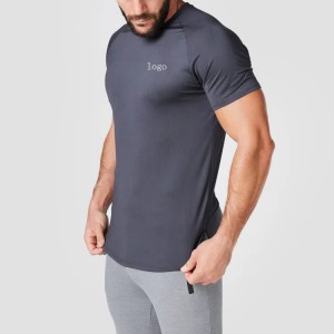 پیراهن بدنسازی بدنسازی با پارچه مشبک سریع خشک کن مردانه تی شرت ورزشی باریک چاپ سفارشی