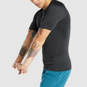 Custom logo Wholesale Sleeve Short Sleeve Gym Slim Fit Compression Plain T Shirts For Men