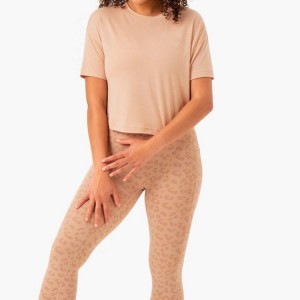 Custom Printed Cotton Spandex Ladies Workout Vanlig Yoga Gym Crop T-skjorte for kvinner