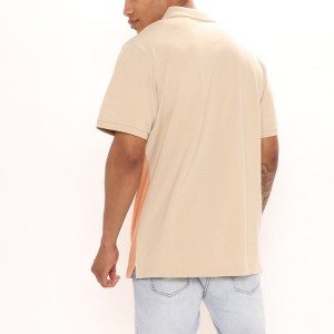 Wholesale Custom koulè blòk Trimès zip antrennman Blank gason koton Polo T Shirts