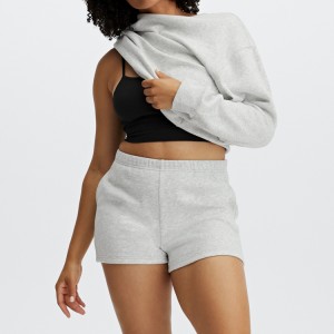 Suéter pulôver de algodão personalizado poliéster superdimensionado liso feminino gola redonda em branco