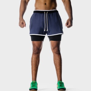 Športne kratke hlače za moške, štirismerno raztegljive z vrvico 2 V 1 po tovarniški ceni