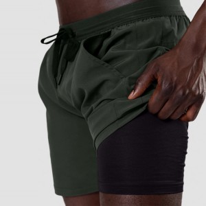 Custom High Quality Active Wear 100% Polyester Sportswear 2 in 1 Gym Sports Shorts Para sa Mga Lalaki