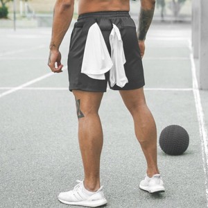 Anpassad svetttransporterande polyester med dragsko i midjan Gym löparshorts för män