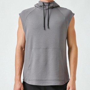 Jumla Desturi Logo Men Workout Plain Pullover Blank Sleeveless Hoodies