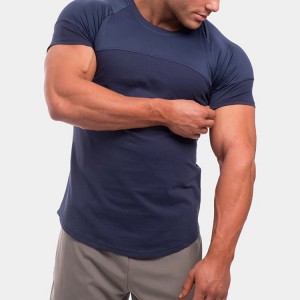 Venta al por mayor Color Block Core Mesh transpirable entrenamiento Custom Gym Slim Fit camiseta para hombres