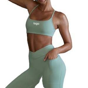 Høykvalitets svettetransporterende Sexy Back Cross Strap Workout Fitness Push Up Yoga BH for kvinner