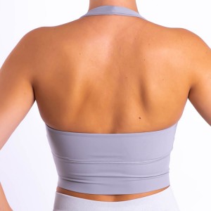 Sutiã esportivo feminino sexy personalizado de fábrica com decote halter nas costas e ioga