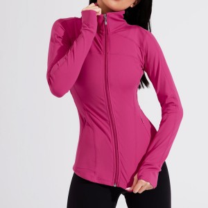 Оптовая Оптовая Back Hollow Out Custom Slim Fit Full Zipper Workout Gym Jacket для женщин