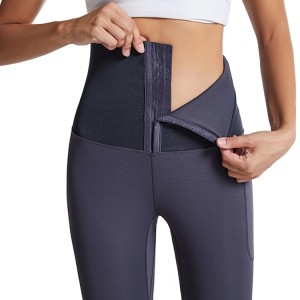 Wholesale Sports Fitness Women Gym Tights Taas nga Waistband Corset Yoga Pants Uban ang Pocket