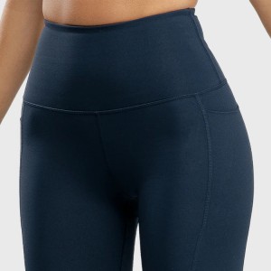 Hot Rea Fyra Way Stretch Custom Logo Kvinnor Hög midja Yoga Legging byxor med ficka