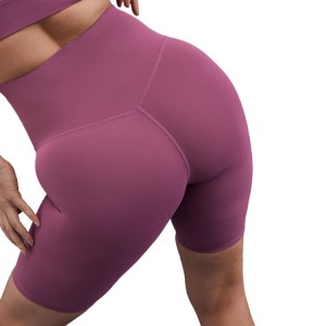 Pantalóns curtos de motorista de compresión de ioga e fitness personalizados de cintura alta sen costuras dianteiras