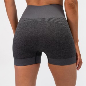 Comercio al por mayor de logotipo personalizado de cintura alta mujeres entrenamiento inconsútil Yoga Fitness Shorts