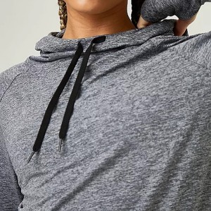 Швидкосихаючі легкі жіночі однотонні футболки з капюшоном з довгим рукавом і надрукованим логотипом