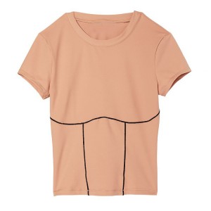 थोक OEM कलर ब्लक सिलाई जिम सादा एथलेटिक स्लिम फिट टी शर्ट महिलाहरु को लागी