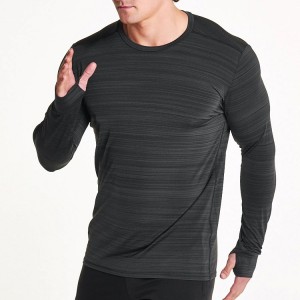 Custom Polyester Workout Miesten Gym Tavalliset pitkähihaiset T-paidat, joissa peukalonreikä