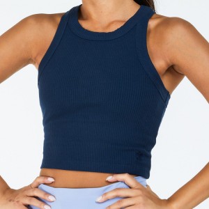 Kitajski proizvajalec Workout Sports Rebraste kratke majice ženske fitnes navadne majice brez rokavov